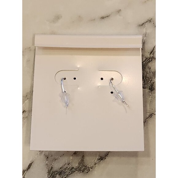 Sterling Silver Teardrop Dangle Earrings With Clear Crystal Accents - Picture 3 of 5